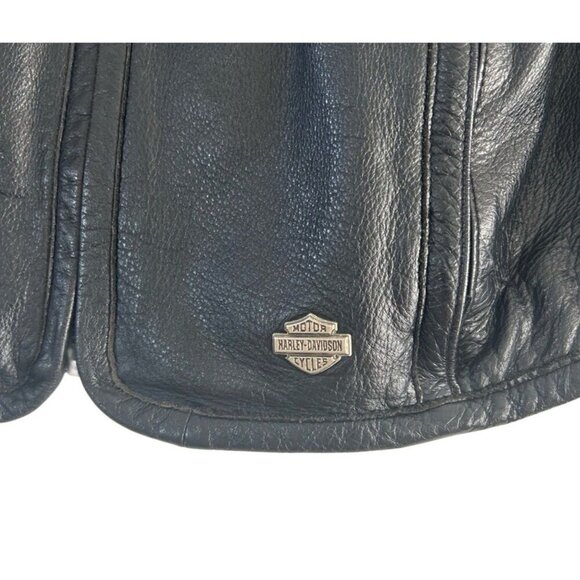 Harley Davidson Women’s Black Leather Embossed Riding Jacket, Size Large, Biker - Picture 3 of 10